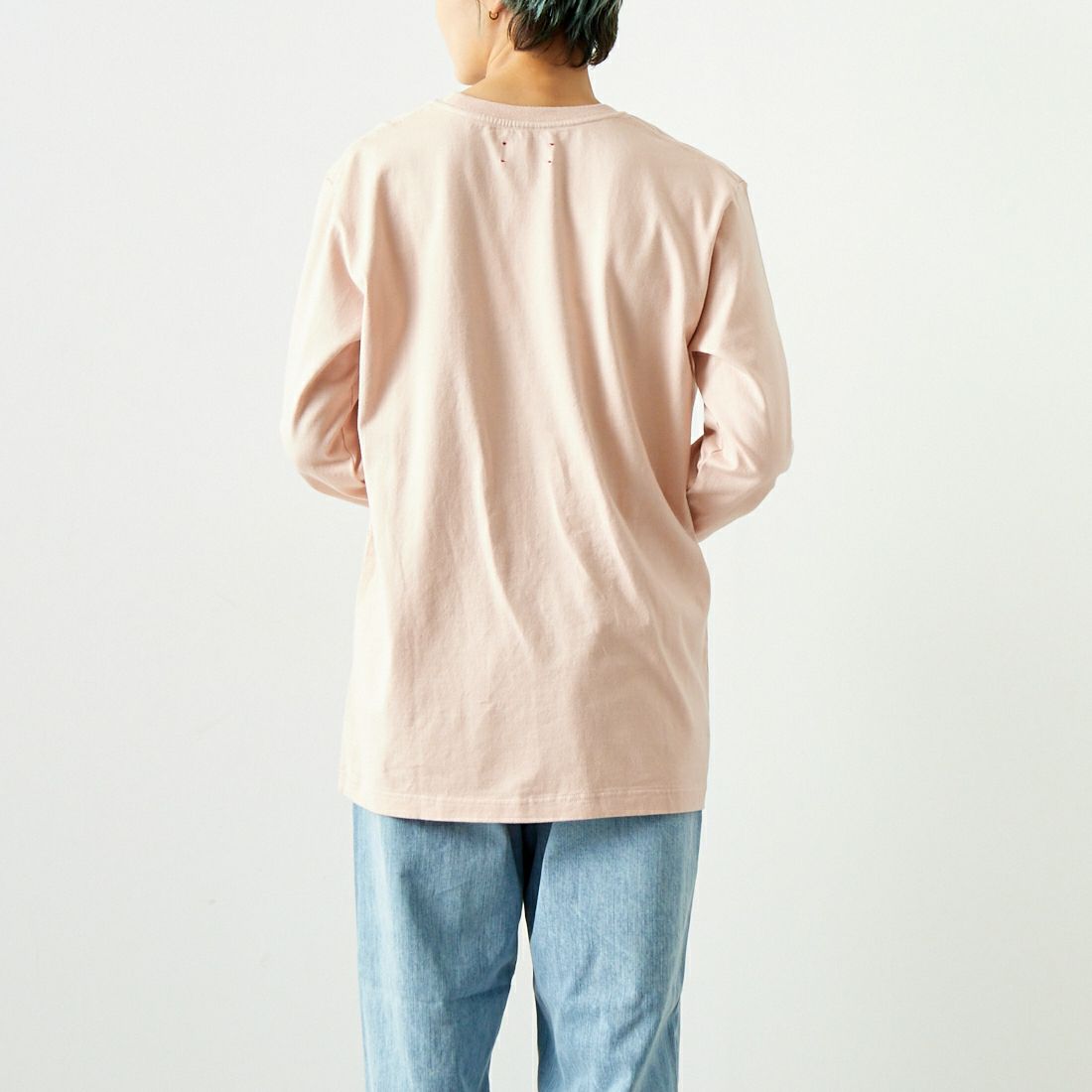 MEYAME [メヤメ] スリットロングスリーブTシャツ [MEY-1933] APRICOT &&モデル身長：160cm 着用サイズ：F&&