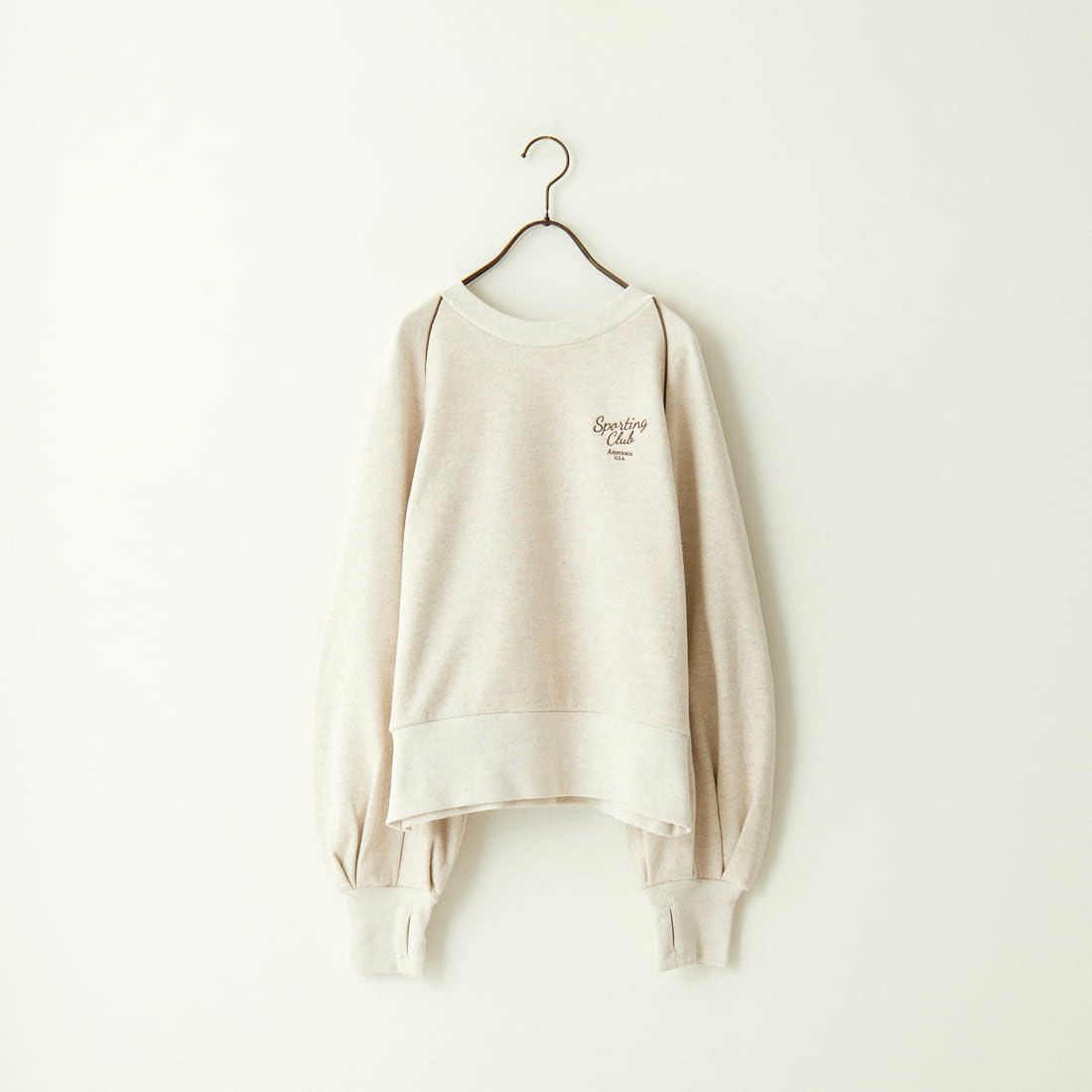 Americana × JEANS FACTORY [アメリカーナ × ジーンズファクトリー] 別注 ボリュームスリーブ ワンポイントロゴ刺繍ラグランスウェット [ASO-746-1-JF] ｵｰﾄﾐｰﾙ