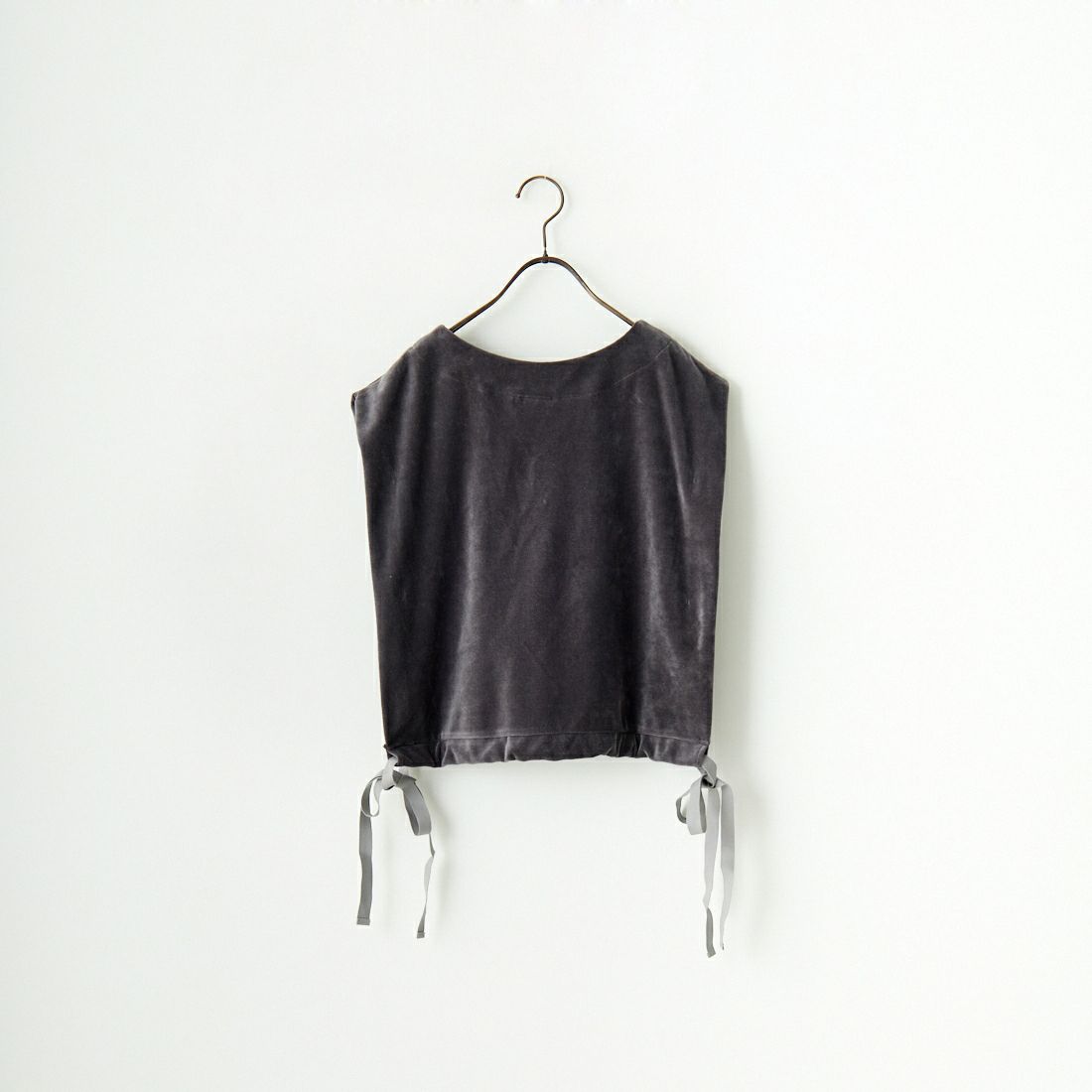 me. [ミードット] コットンベロア サイドリボンベスト [ME-24304] 285 GRAY