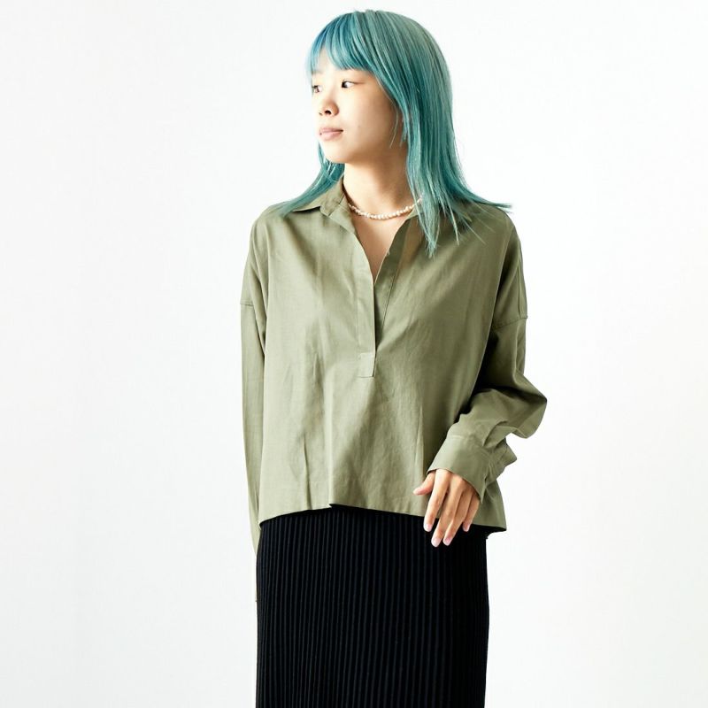 【公式】 MICA&DEAL [マイカアンドディール] スキッパーショートブラウス シャツ/ブラウス(長袖/七分)