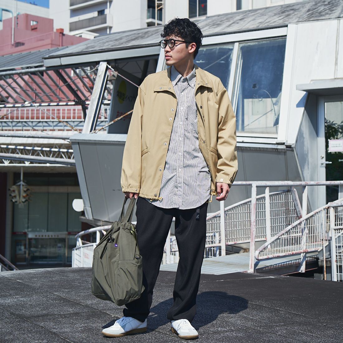 GRAMiCCi [グラミチ] 別注 ウールライク エブリデイパンツ [GUP4-F1024-JF] BLACK &&モデル身長：168cm 着用サイズ：L&&