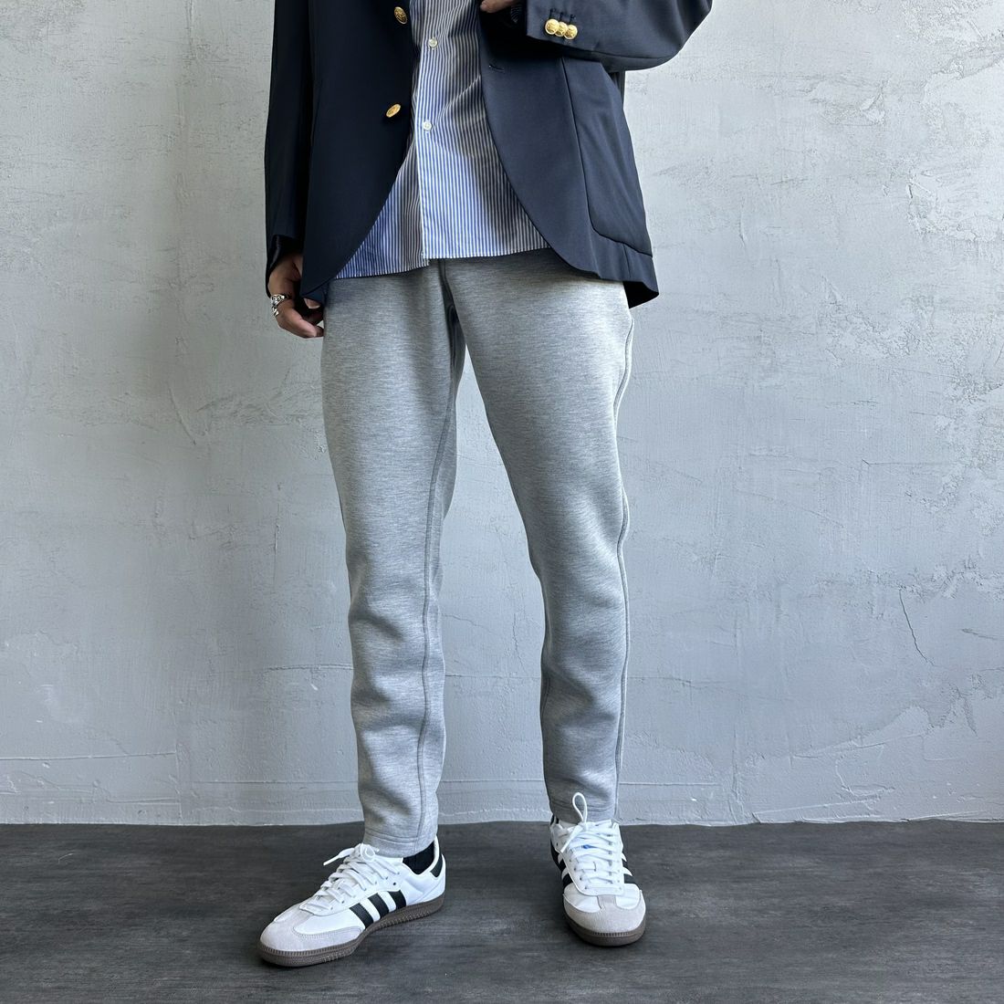 GRAMiCCi [グラミチ] 別注 テックニットスリムパンツ [GUP4-F1023-JF] GRAY GRAMiCCi [グラミチ] 別注 テックニットスリムパンツ [GUP4-F1023-JF] GRAY &&モデル身長：179cm 着用サイズ：M&&