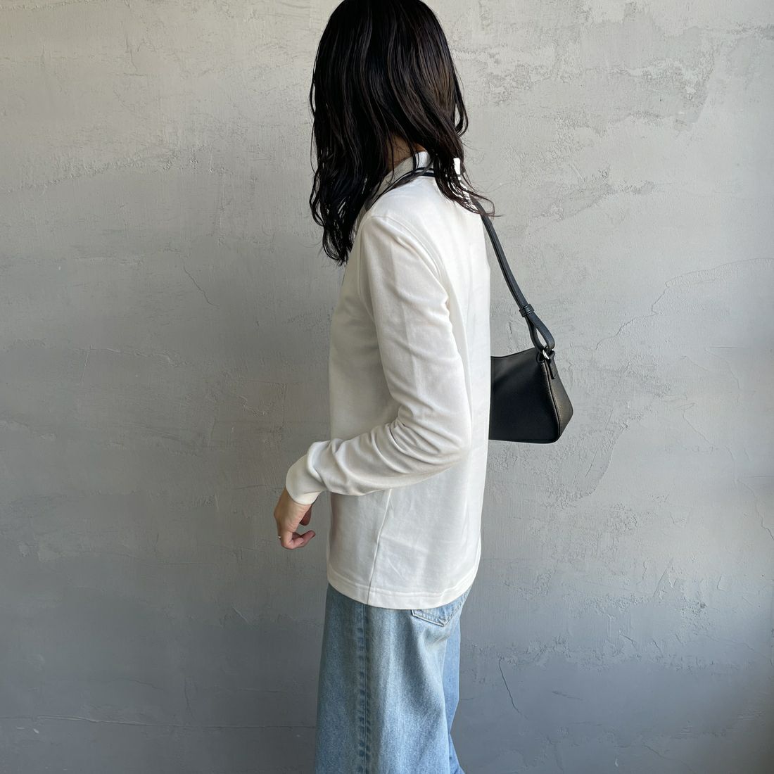 FRED PERRY [フレッドペリー] ツインティップライン ロングスリーブポロシャツ [G3636] Z78 SNOW W &&モデル身長：160cm 着用サイズ：10&&