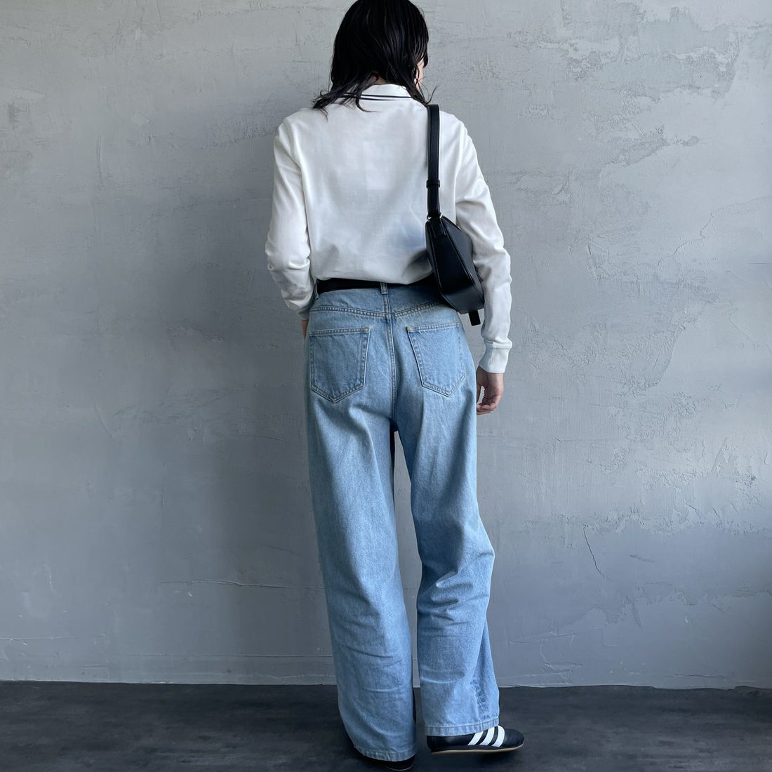 FRED PERRY [フレッドペリー] ツインティップライン ロングスリーブポロシャツ [G3636] Z78 SNOW W &&モデル身長：160cm 着用サイズ：10&&