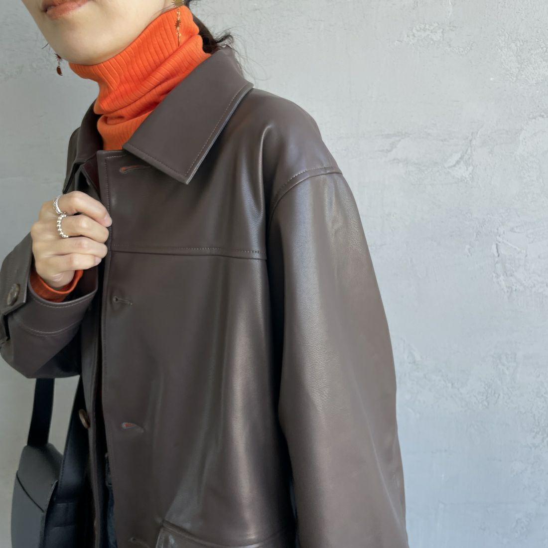 UNIVERSAL OVERALL [ユニバーサルオーバーオール] 別注 オーバーサイズ レザージャケット [U2432450IN-JF] BROWN