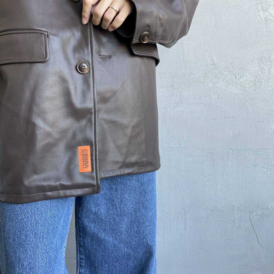 UNIVERSAL OVERALL [ユニバーサルオーバーオール] 別注 オーバーサイズ レザージャケット [U2432450IN-JF] BROWN