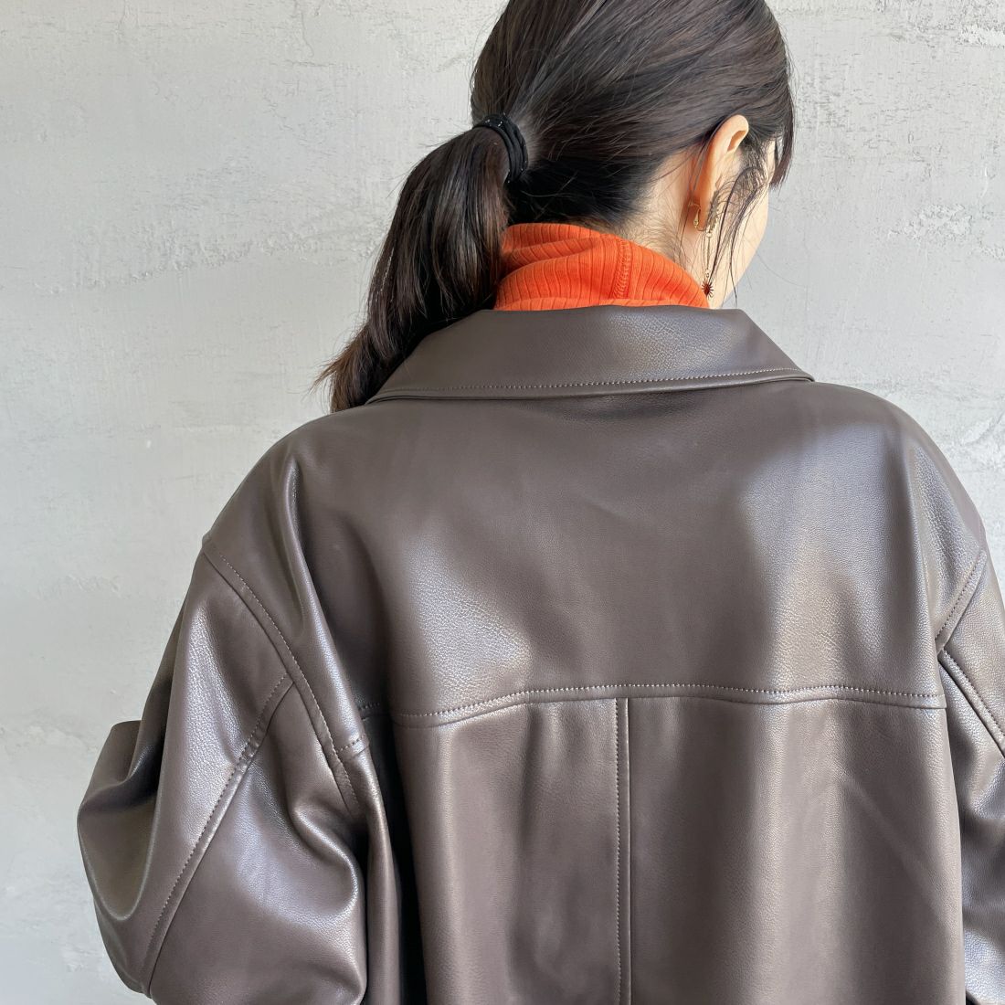UNIVERSAL OVERALL [ユニバーサルオーバーオール] 別注 オーバーサイズ レザージャケット [U2432450IN-JF] BROWN