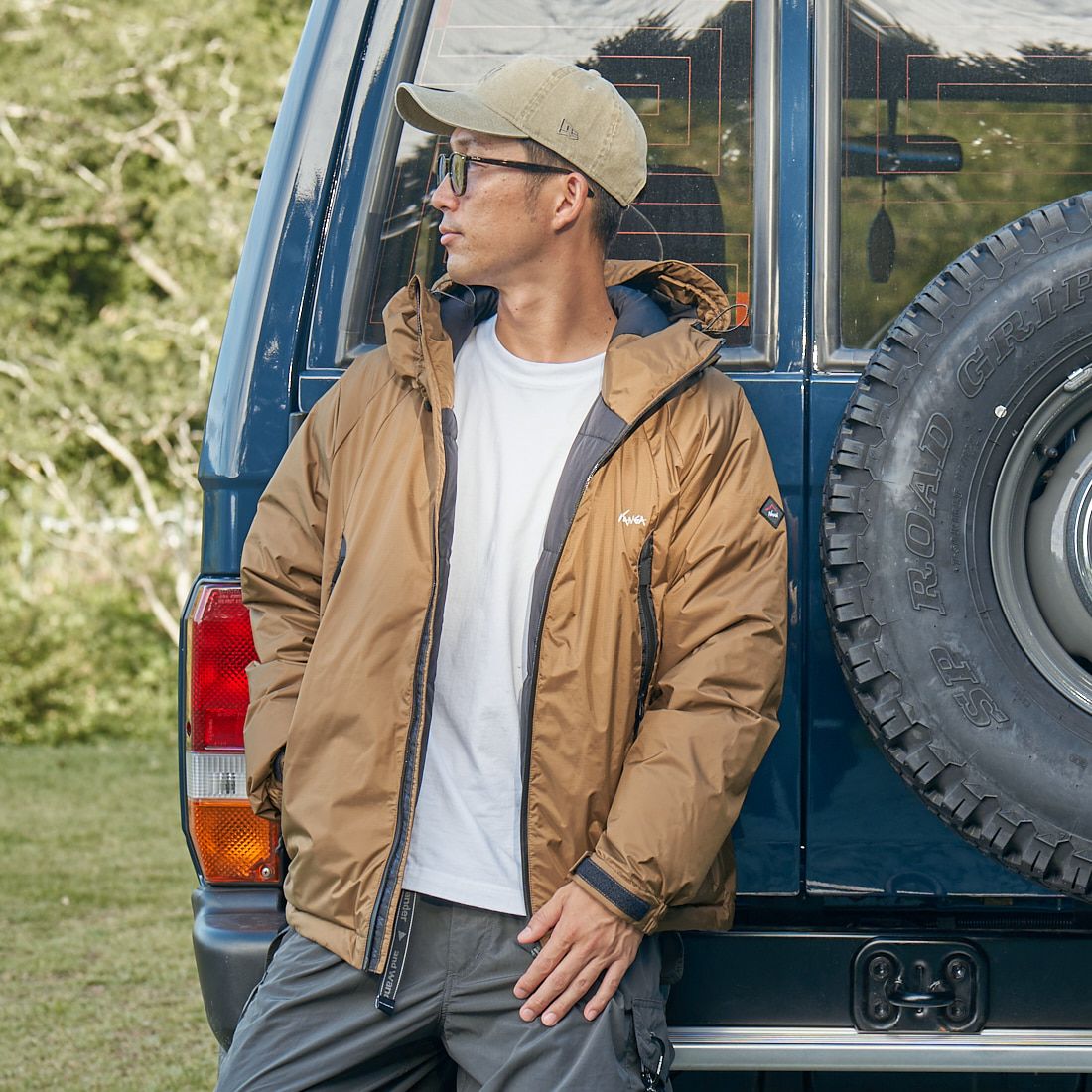 JEANSFACTORY × NANGA [ジーンズファクトリー × ナンガ] 別注 オーロラテックスダウンジャケット [JMP-244-022] COYOTE &&モデル身長：176cm 着用サイズ：L&&