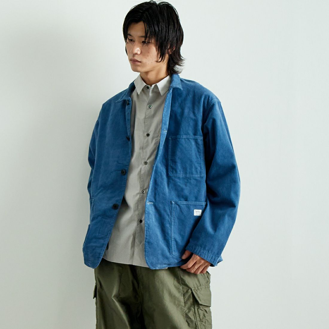 SMITH'S [スミス] レアール フレンチカバーオールジャケット [4475-7031] 64 BLEU &&モデル身長：182cm 着用サイズ：L&&