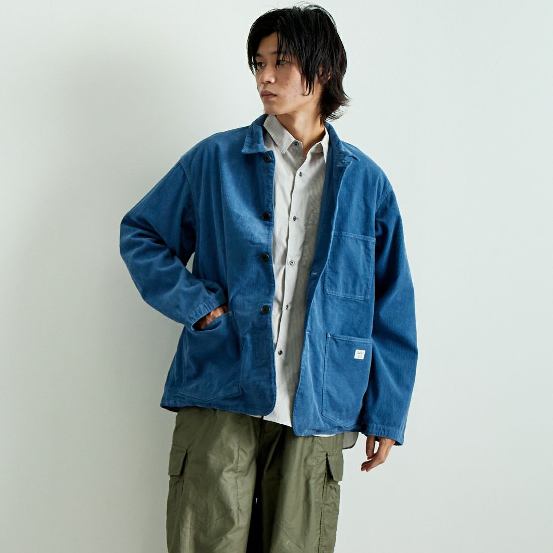 SMITH'S [スミス] レアール フレンチカバーオールジャケット [4475-7031] 64 BLEU &&モデル身長：182cm 着用サイズ：L&&