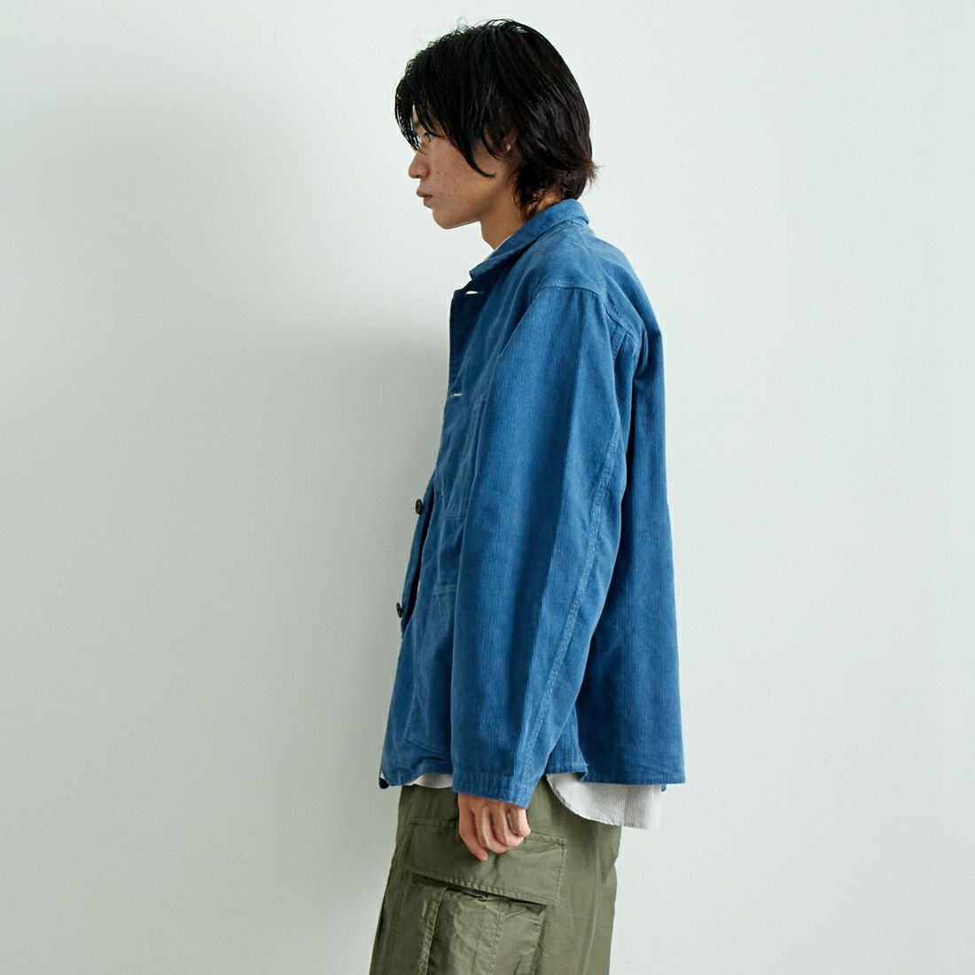 SMITH'S [スミス] レアール フレンチカバーオールジャケット [4475-7031] 64 BLEU &&モデル身長：182cm 着用サイズ：L&&