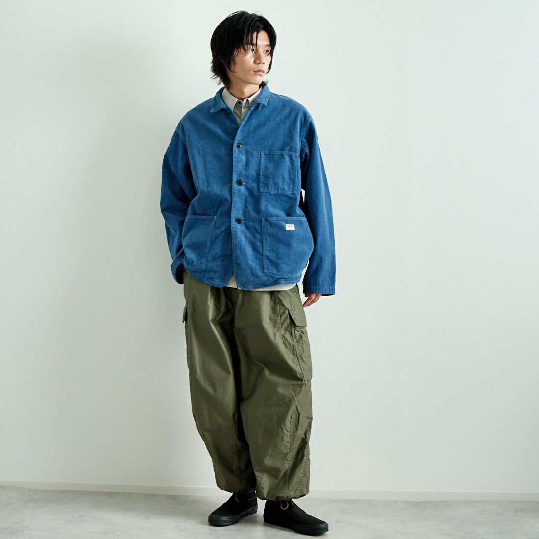 SMITH'S [スミス] レアール フレンチカバーオールジャケット [4475-7031] 64 BLEU &&モデル身長：182cm 着用サイズ：L&&