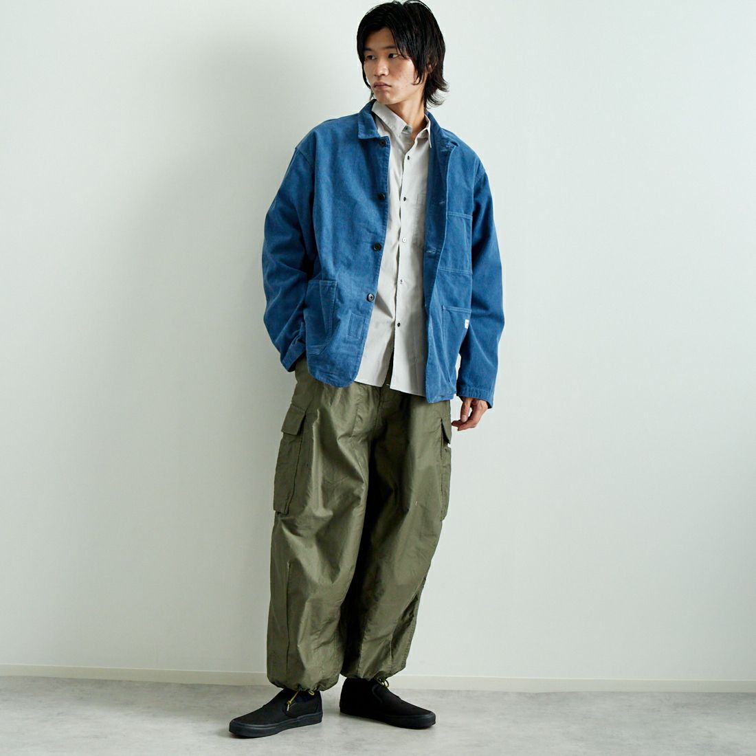 SMITH'S [スミス] レアール フレンチカバーオールジャケット [4475-7031] 64 BLEU &&モデル身長：182cm 着用サイズ：L&&