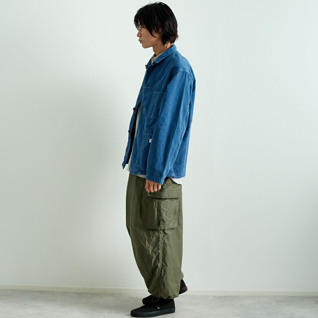 SMITH'S [スミス] レアール フレンチカバーオールジャケット [4475-7031] 64 BLEU &&モデル身長：182cm 着用サイズ：L&&