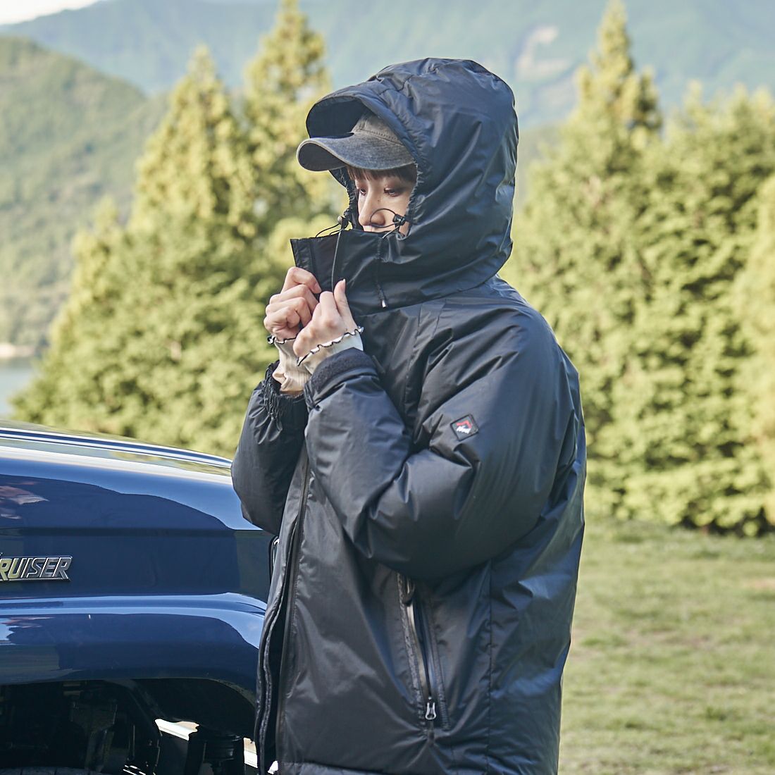 JEANSFACTORY × NANGA [ジーンズファクトリー × ナンガ] 別注 オーロラテックスダウンジャケット [JMP-244-022] BLACK &&モデル身長：167cm 着用サイズ：S&&