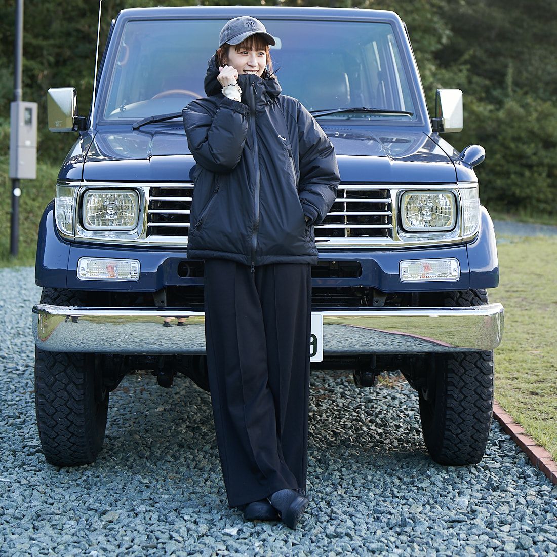 JEANSFACTORY × NANGA [ジーンズファクトリー × ナンガ] 別注 オーロラテックスダウンジャケット [JMP-244-022] BLACK &&モデル身長：167cm 着用サイズ：S&&