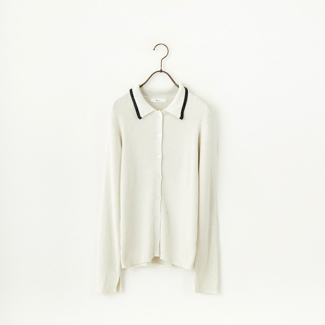 By/m [バイエム] ラメニットポロカーディガン [B24132019] 02 OFF/BLK