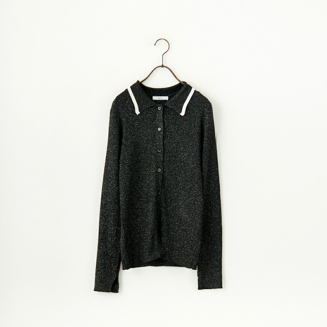 By/m [バイエム] ラメニットポロカーディガン [B24132019] 09 BLK/OFF