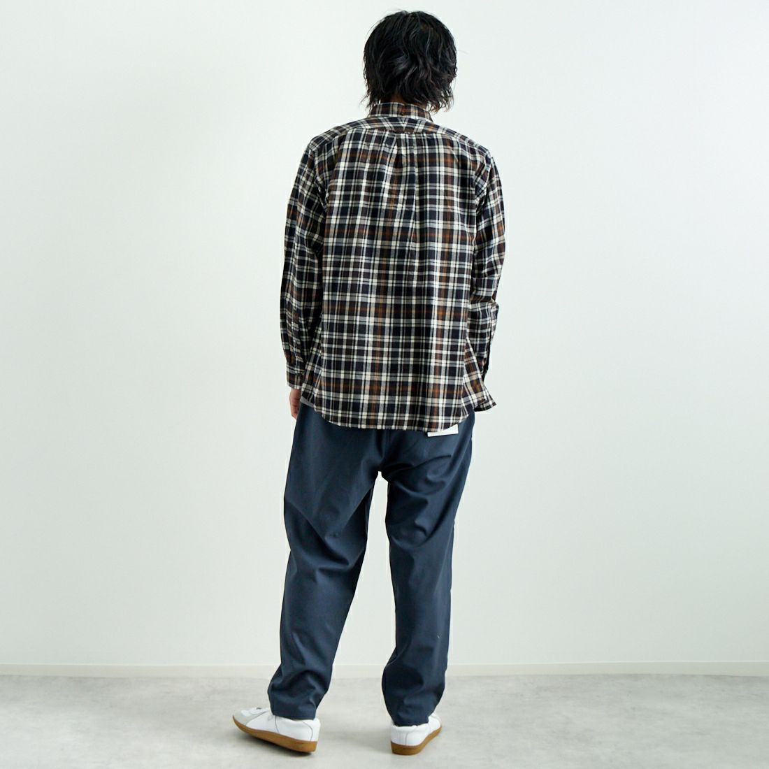 Gymphlex [ジムフレックス] ボタンダウン チェックシャツ [GY-B0196CTE] NV/L.BR CK &&モデル身長：182cm 着用サイズ：L&&