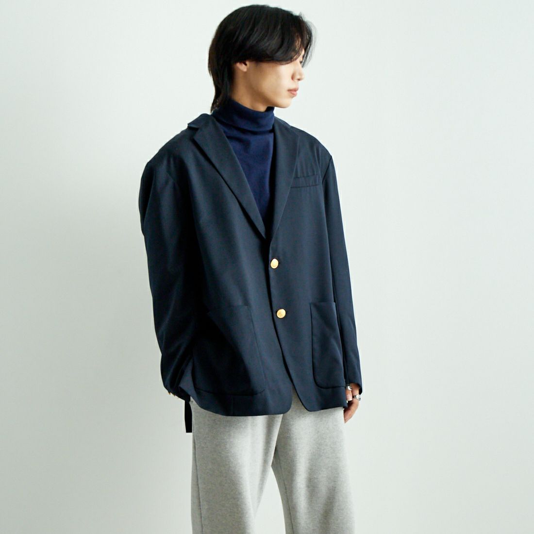 Gymphlex [ジムフレックス] 2Bジャケット [GY-A0553CWT] DK.NAVY &&モデル身長：179cm 着用サイズ：L&&
