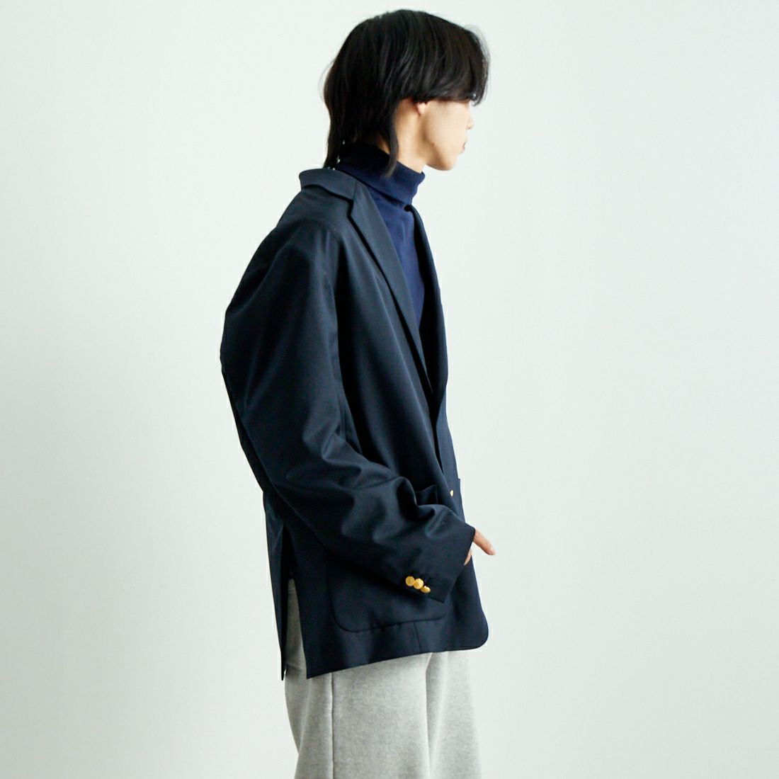 Gymphlex [ジムフレックス] 2Bジャケット [GY-A0553CWT] DK.NAVY &&モデル身長：179cm 着用サイズ：L&&
