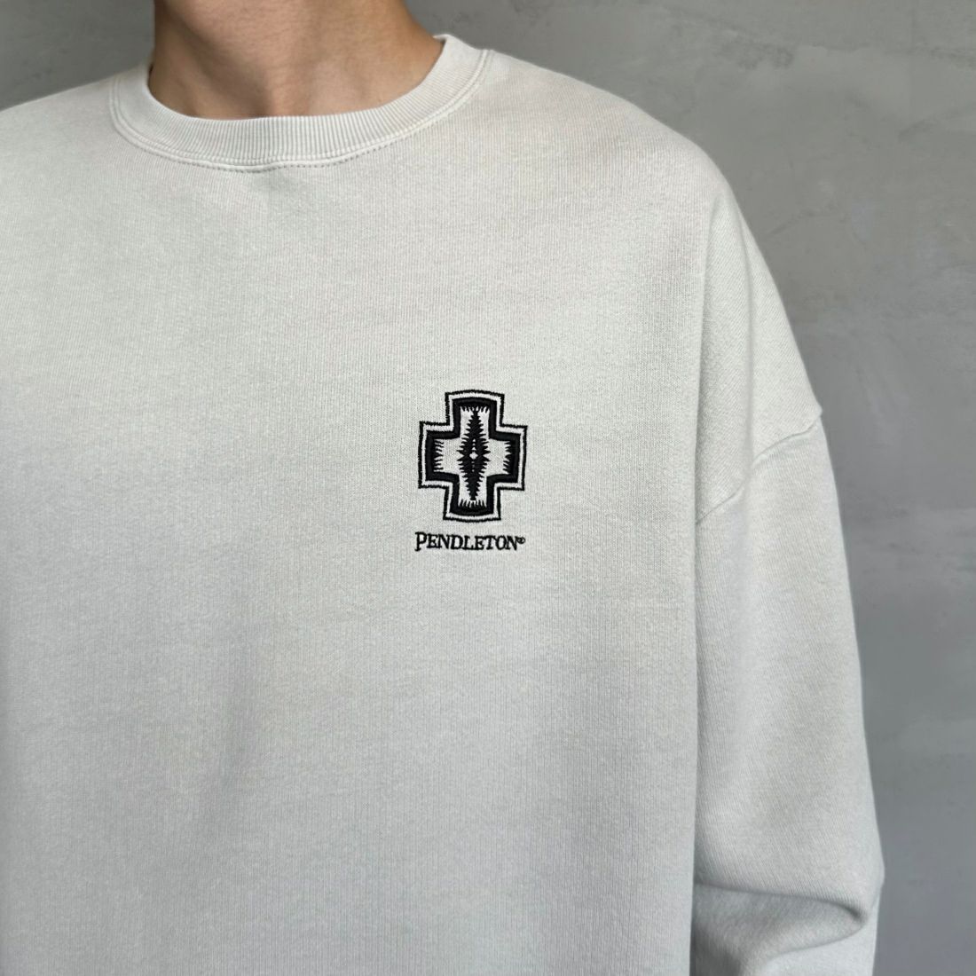 PENDLETON [ペンドルトン] 別注 ネイティブ柄 バックプリントピグメントスウェット [4475-7238-JF] GREY
