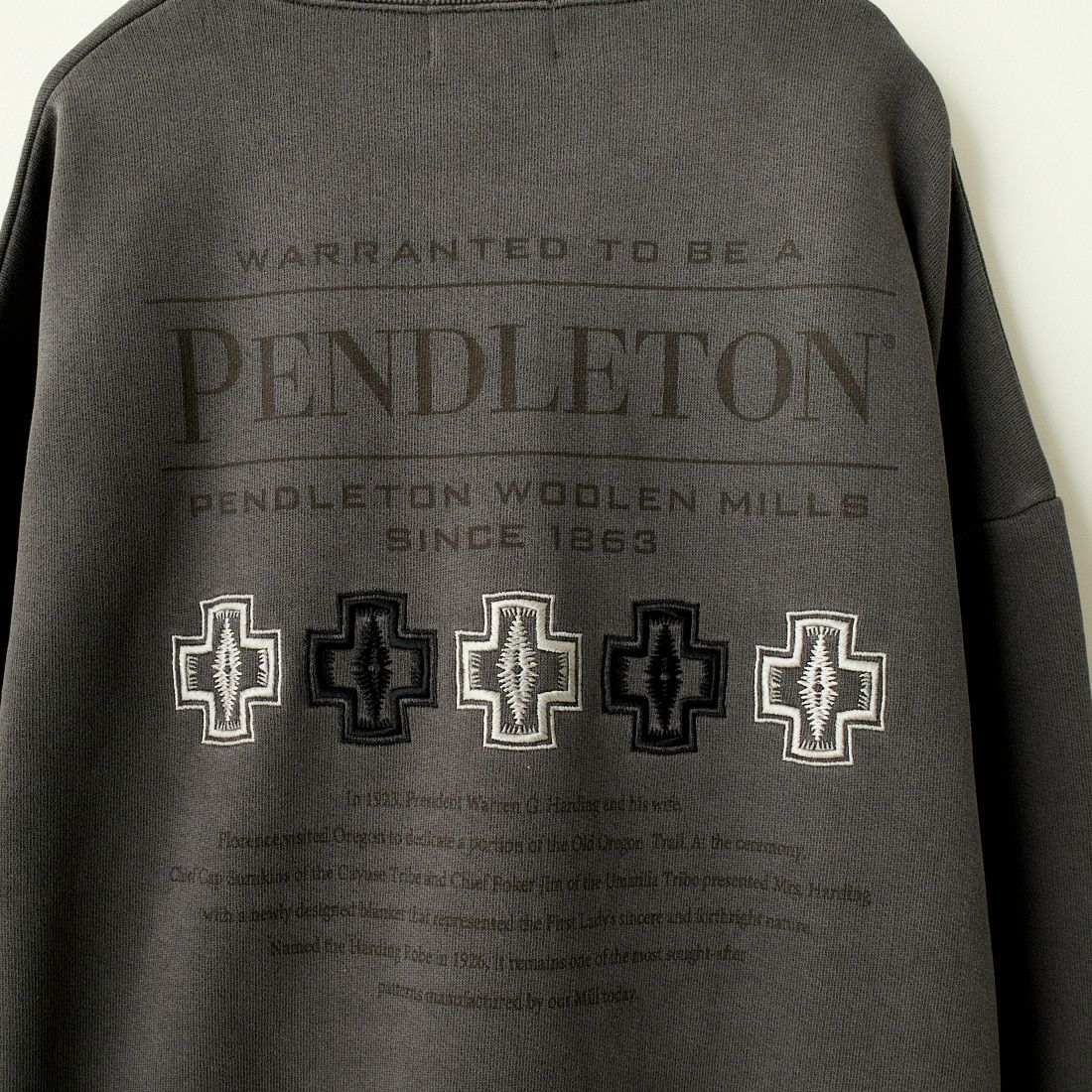 PENDLETON [ペンドルトン] 別注 ネイティブ柄 バックプリントピグメントスウェット [4475-7238-JF] BLACK