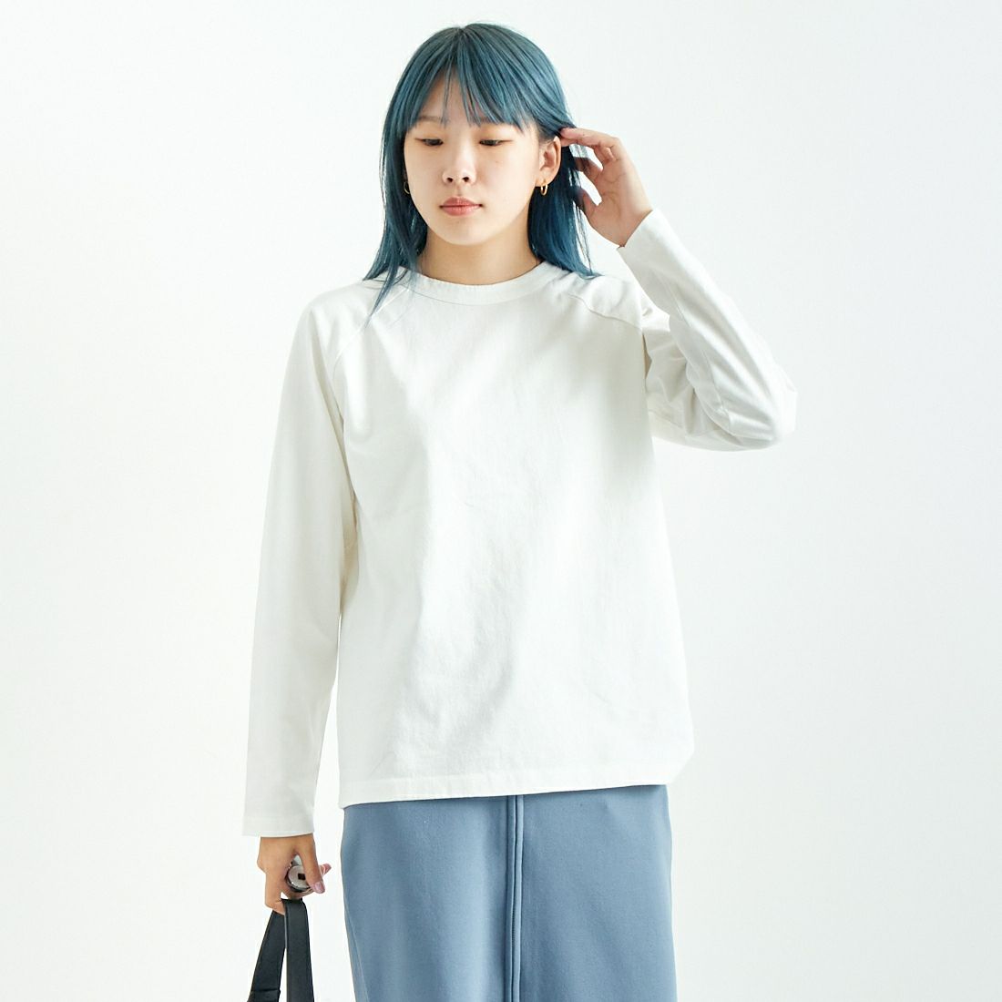 Jf Ready Made [ジェイエフレディメイド] USAコットン ロングスリーブTシャツ [JFS-C011] O.WHITE &&モデル身長：167cm 着用サイズ：2&&