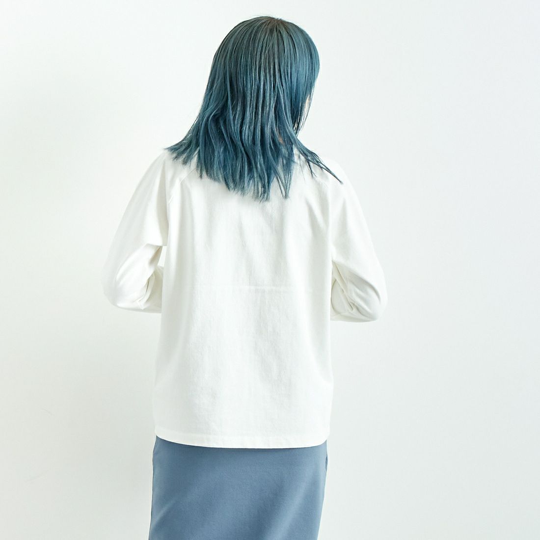 Jf Ready Made [ジェイエフレディメイド] USAコットン ロングスリーブTシャツ [JFS-C011] O.WHITE &&モデル身長：167cm 着用サイズ：2&&