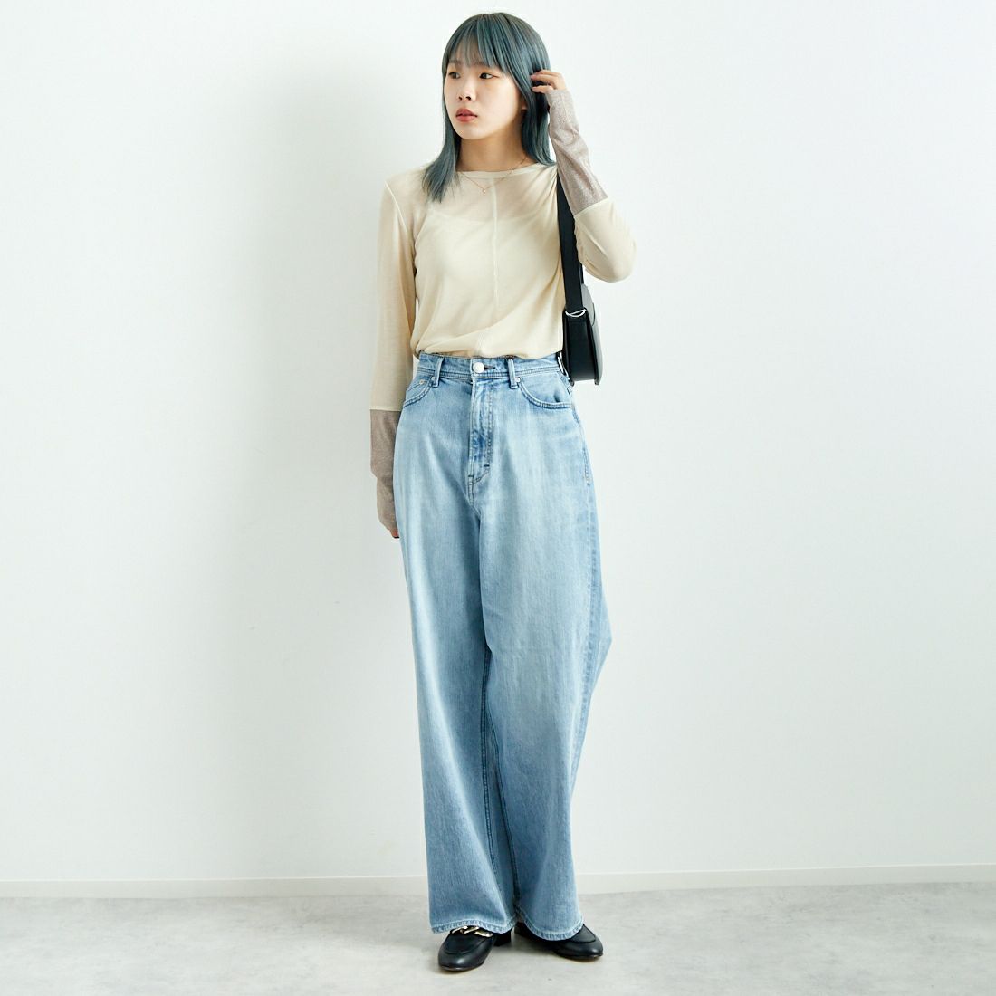 Jf Ready Made [ジェイエフレディメイド] 2WAYラメカフスインナー [999-22107] ｴｸﾘｭ &&モデル身長：167cm 着用サイズ：F&&