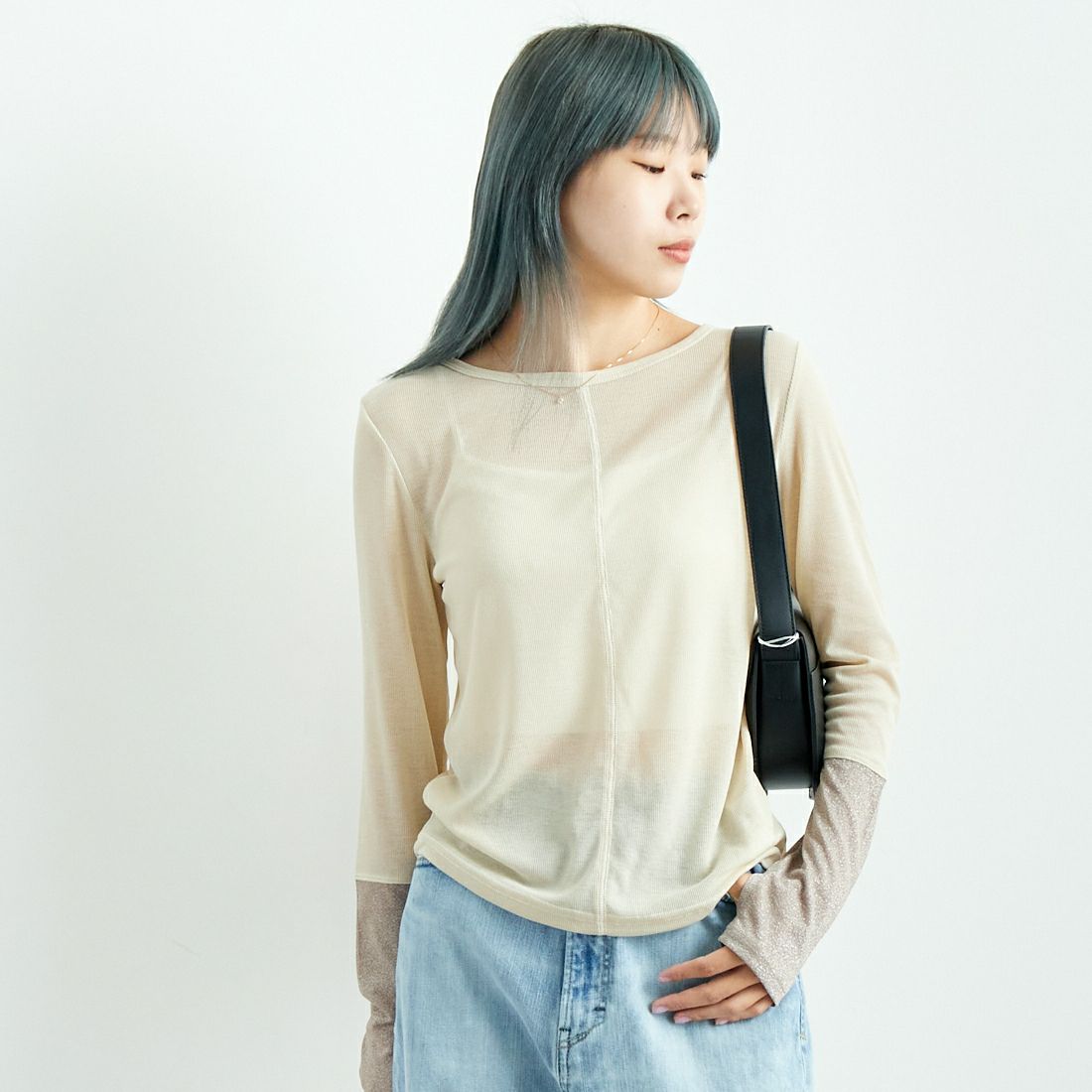 Jf Ready Made [ジェイエフレディメイド] 2WAYラメカフスインナー [999-22107] ｴｸﾘｭ &&モデル身長：167cm 着用サイズ：F&&