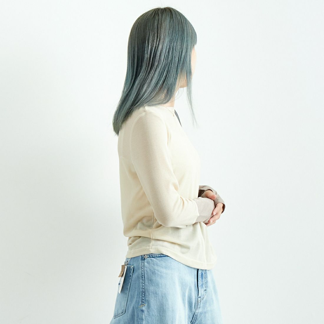 Jf Ready Made [ジェイエフレディメイド] 2WAYラメカフスインナー [999-22107] ｴｸﾘｭ &&モデル身長：167cm 着用サイズ：F&&