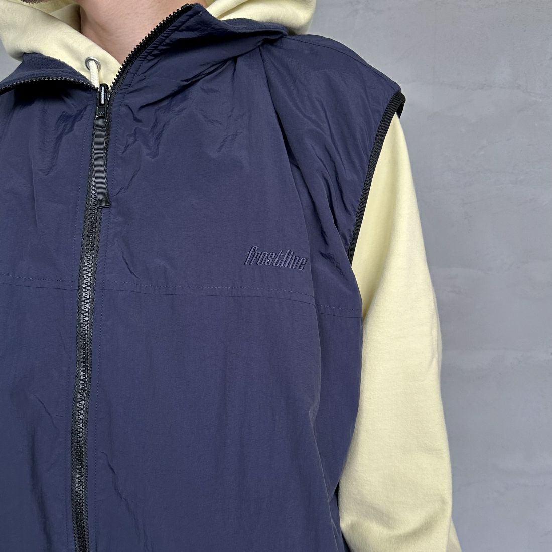 frostline [フロストライン] 別注 ナイロンフリース リバーシブルベスト [FL3-VT-IN3-JF] NAVY