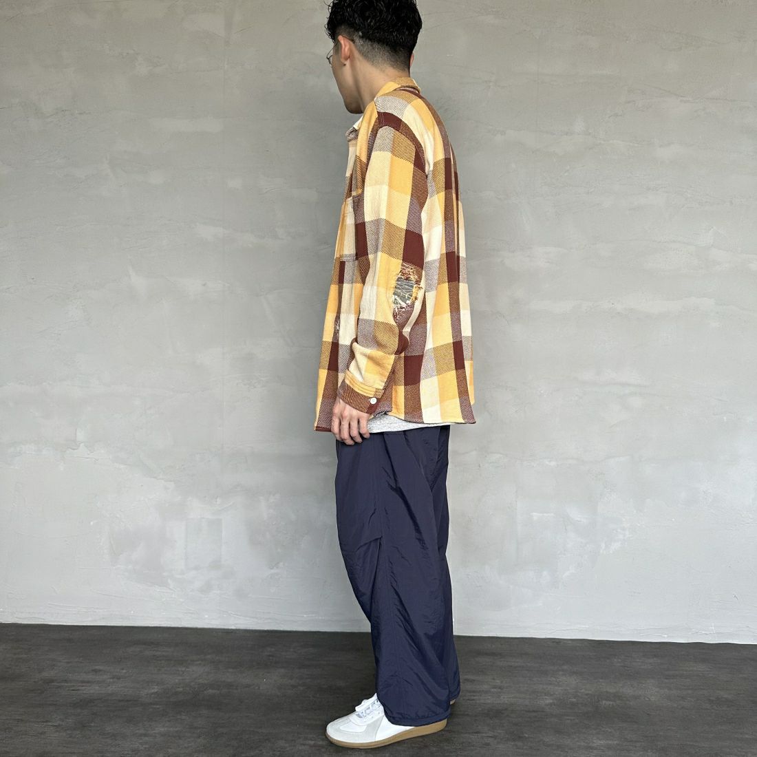 frostline [フロストライン] 別注 ナイロンフリース リバーシブルパンツ [FL5-PT-IN4-JF] NAVY &&モデル身長：168cm 着用サイズ：L&&