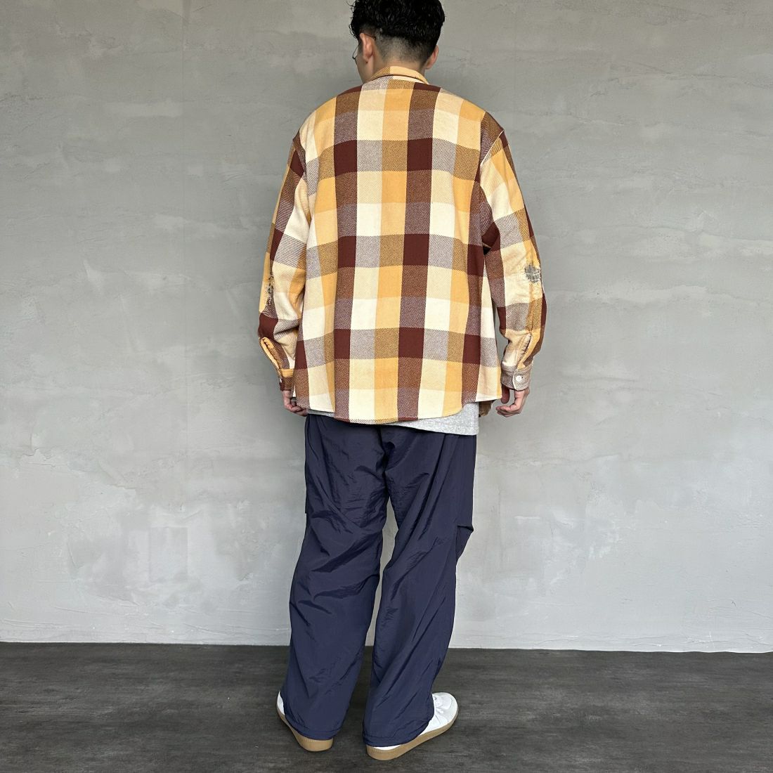 frostline [フロストライン] 別注 ナイロンフリース リバーシブルパンツ [FL5-PT-IN4-JF] NAVY &&モデル身長：168cm 着用サイズ：L&&