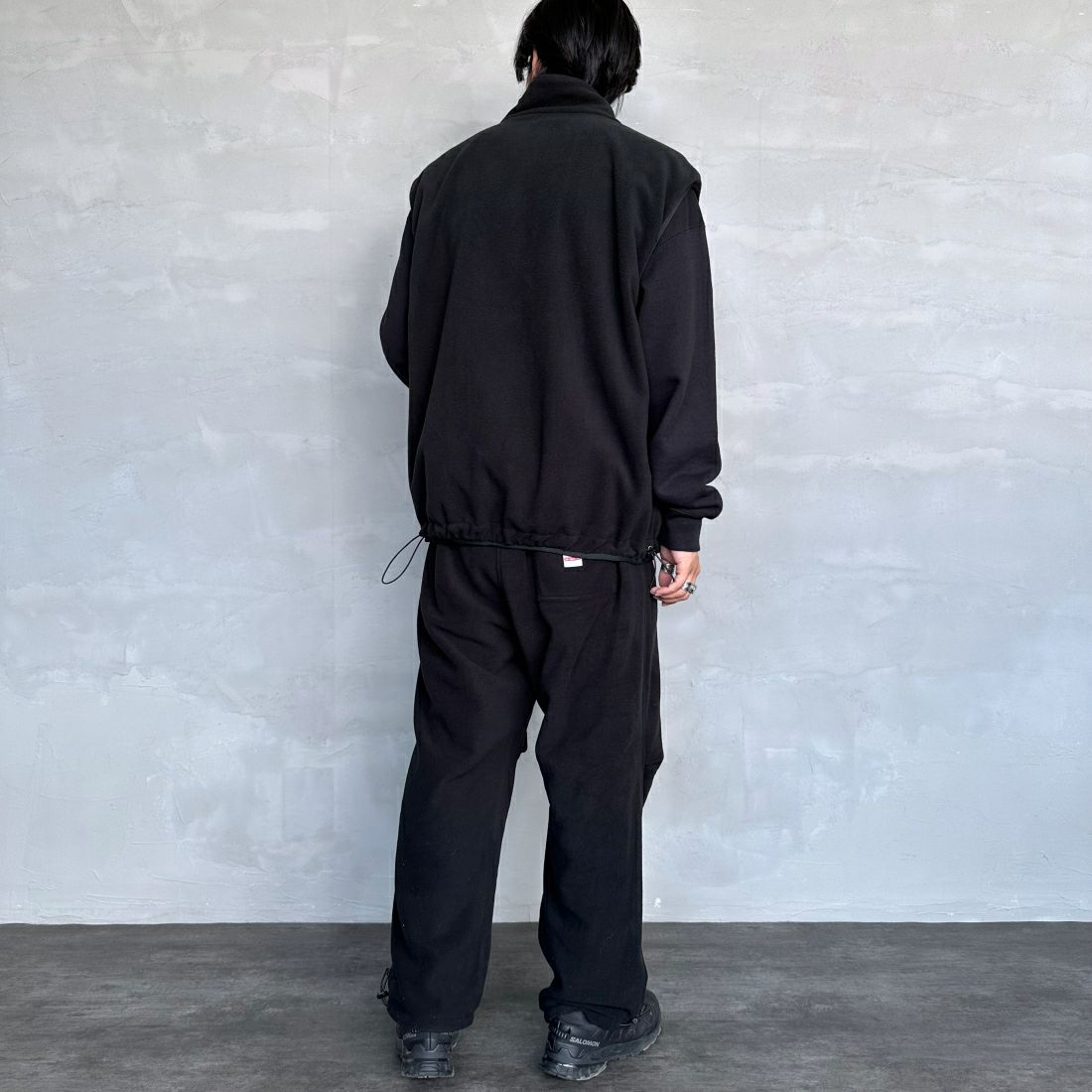 frostline [フロストライン] 別注 ナイロンフリース リバーシブルパンツ [FL5-PT-IN4-JF] BLACK &&モデル身長：179cm 着用サイズ：L&&