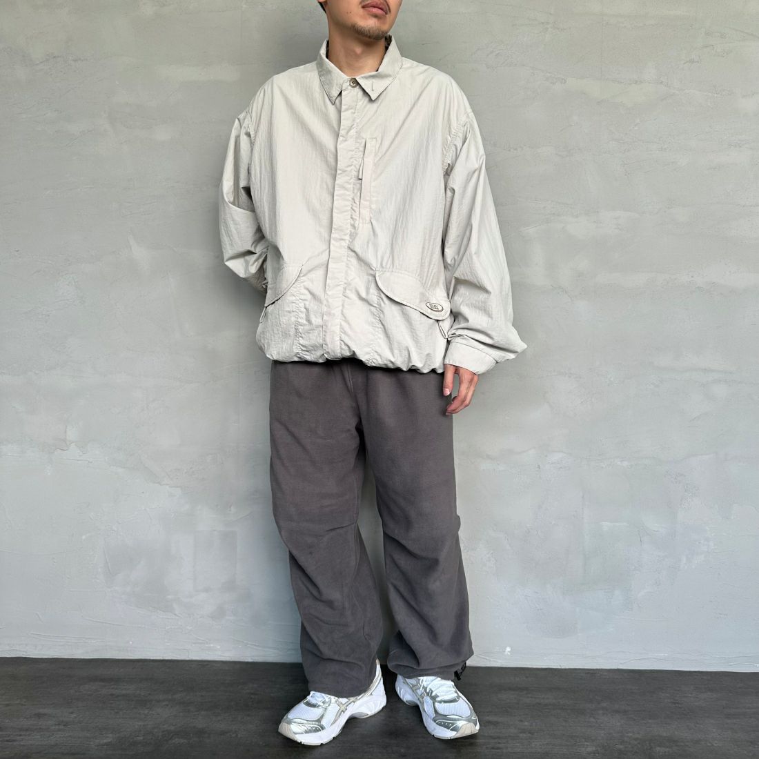 frostline [フロストライン] 別注 ナイロンフリース リバーシブルパンツ [FL5-PT-IN4-JF] GREEN &&モデル身長：168cm 着用サイズ：L&&