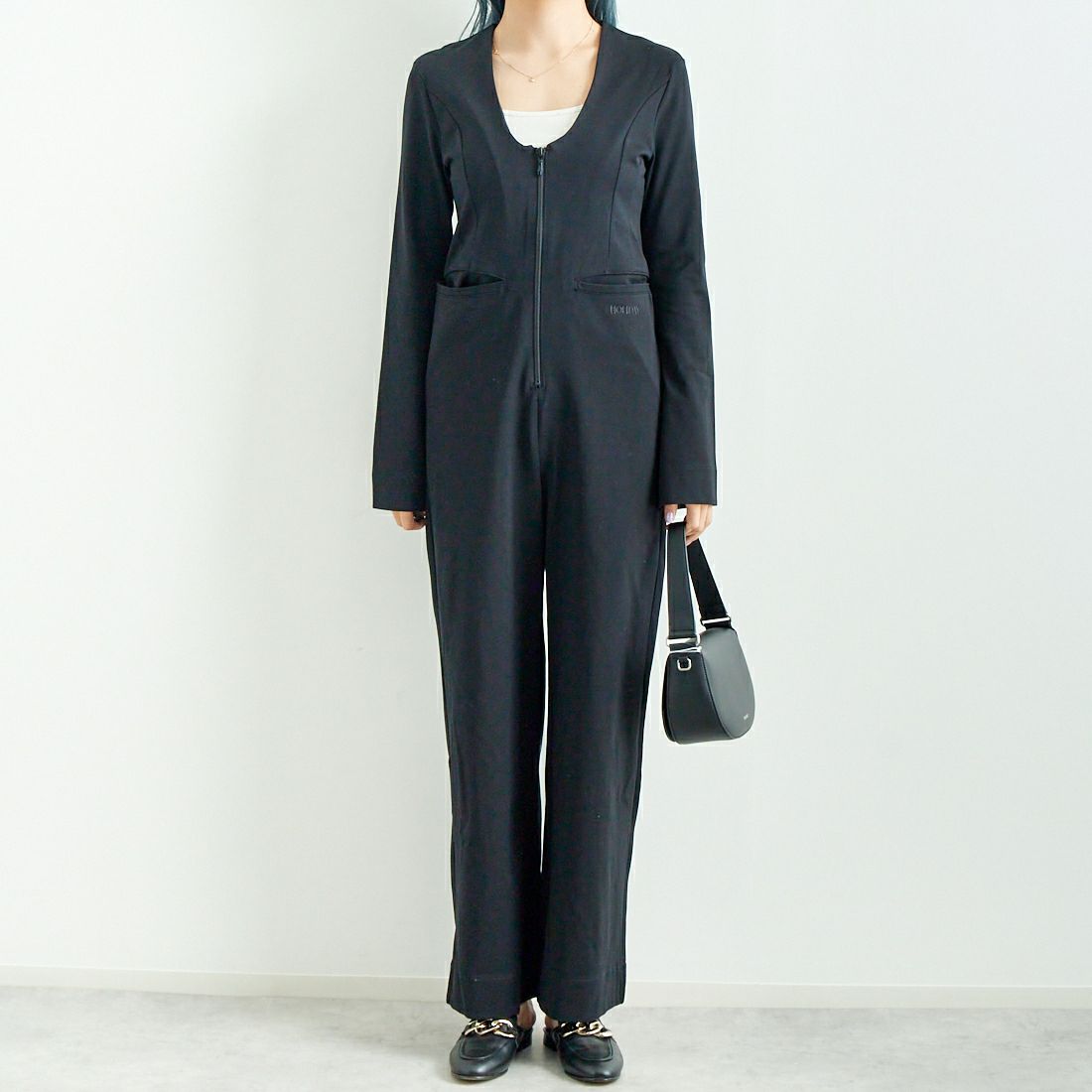 HOLIDAY [ホリデイ] ジャンプスーツ [24201016] BLACK &&モデル身長：167cm 着用サイズ：ONE SIZE&&