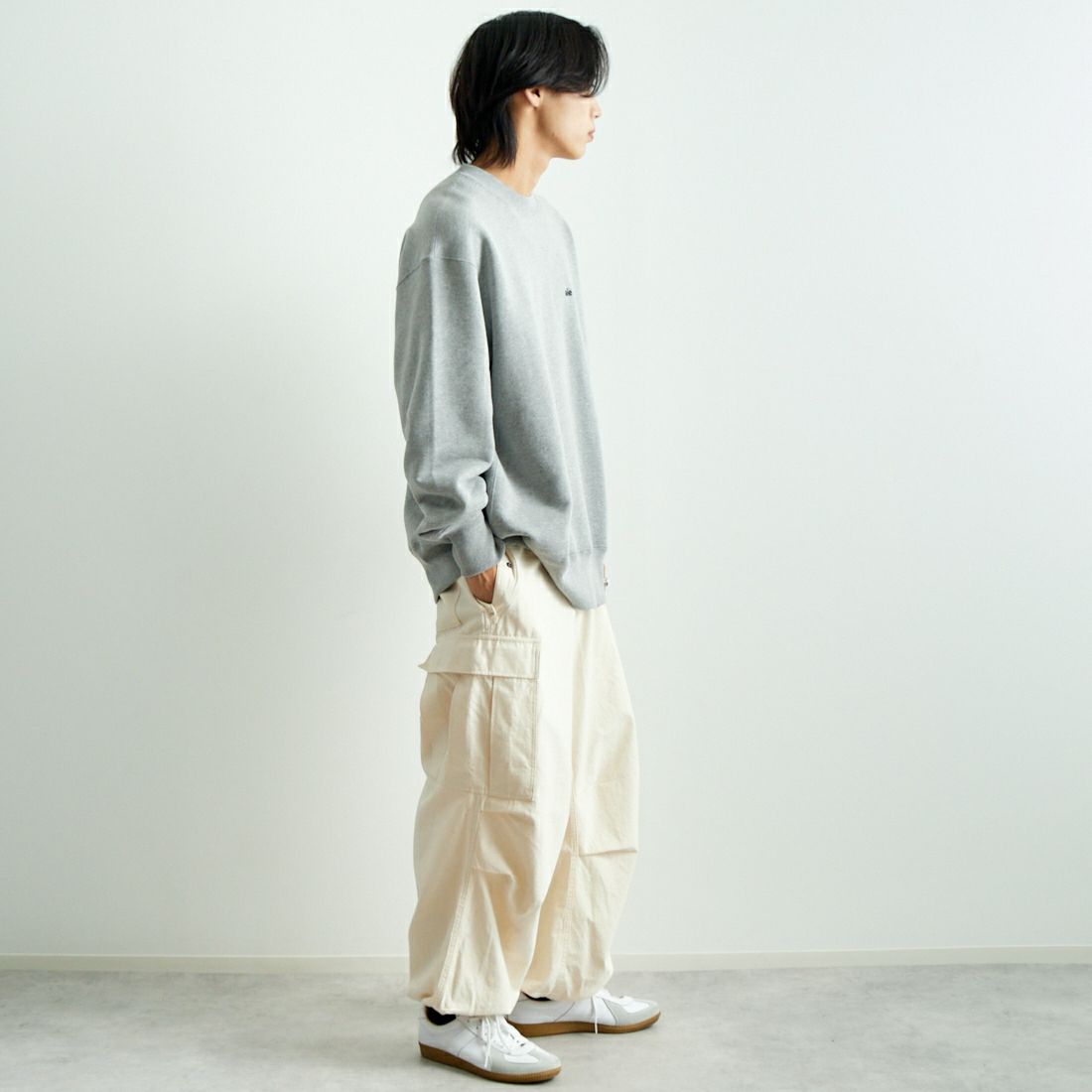 AiE [エーアイイー] モックネックTシャツ [PU678] B H.GREY &&モデル身長：179cm 着用サイズ：XL&&
