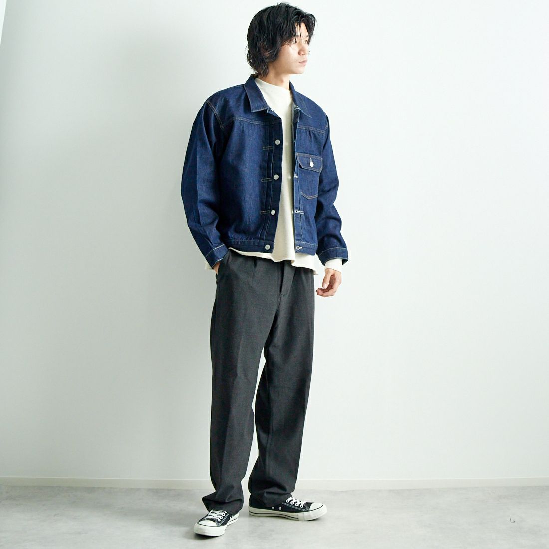 LEVIS Vintage Clothing [リーバイス ヴィンテージ クロージング] 1936モデル TYPE1ジャケット [0033E-00] 01 RINSE &&モデル身長：182cm 着用サイズ：L&&