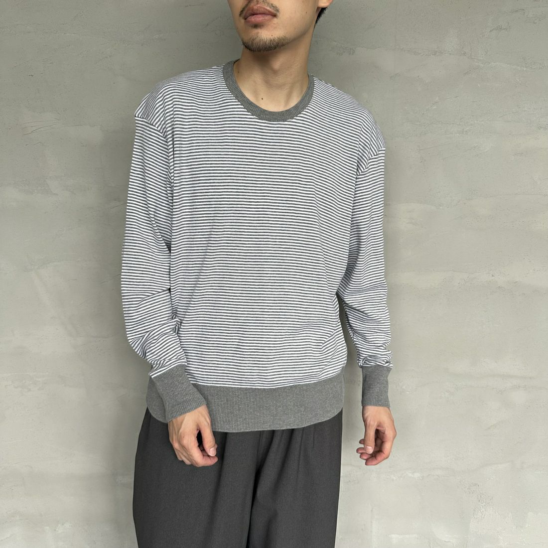 GICIPI [ジチピ] LUPO クルーネックニットソー [2401A] GRI MELA/B &&モデル身長：168cm 着用サイズ：4&&