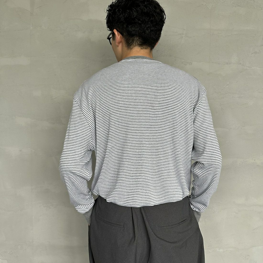 GICIPI [ジチピ] LUPO クルーネックニットソー [2401A] GRI MELA/B &&モデル身長：168cm 着用サイズ：4&&