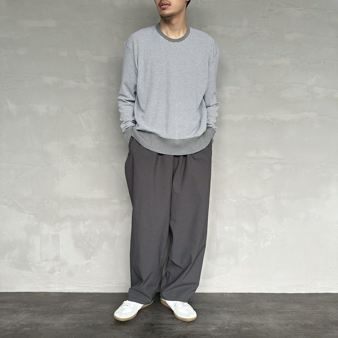 GICIPI [ジチピ] LUPO クルーネックニットソー [2401A] GRI MELA/B &&モデル身長：168cm 着用サイズ：4&&