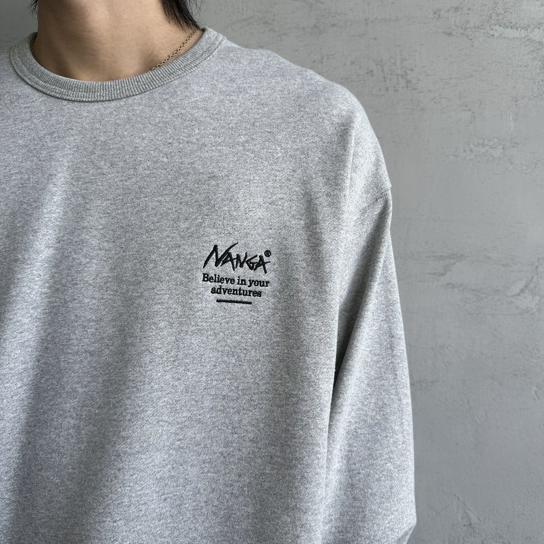 JEANSFACTORY × NANGA [ジーンズファクトリー × ナンガ] 別注 ボックスロゴ バックプリントスウェット [NW24AW-JF1] GRAY