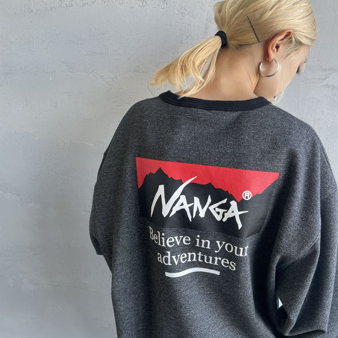 JEANSFACTORY × NANGA [ジーンズファクトリー × ナンガ] 別注 ボックスロゴ バックプリントスウェット [NW24AW-JF1] BLACK