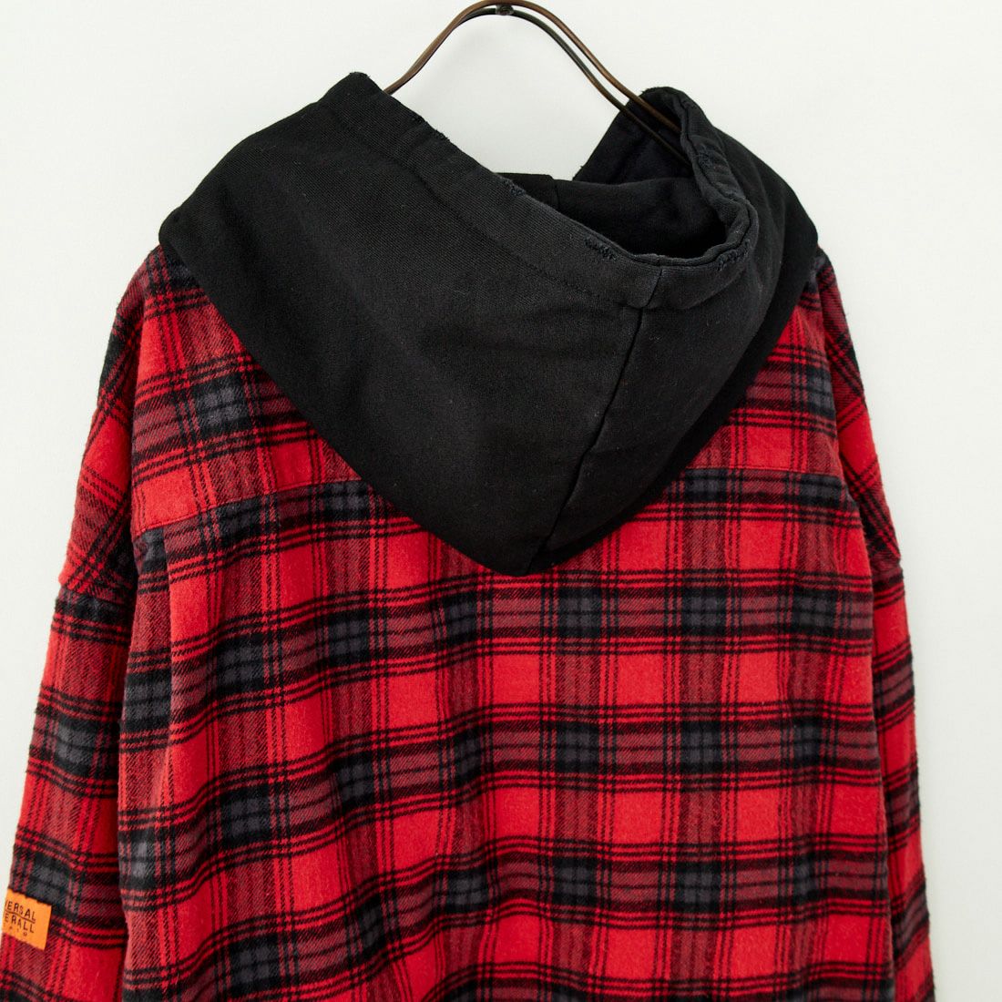 UNIVERSAL OVERALL [ユニバーサルオーバーオール] 別注 チェックフードシャツ [U2431100IN-JF] RED