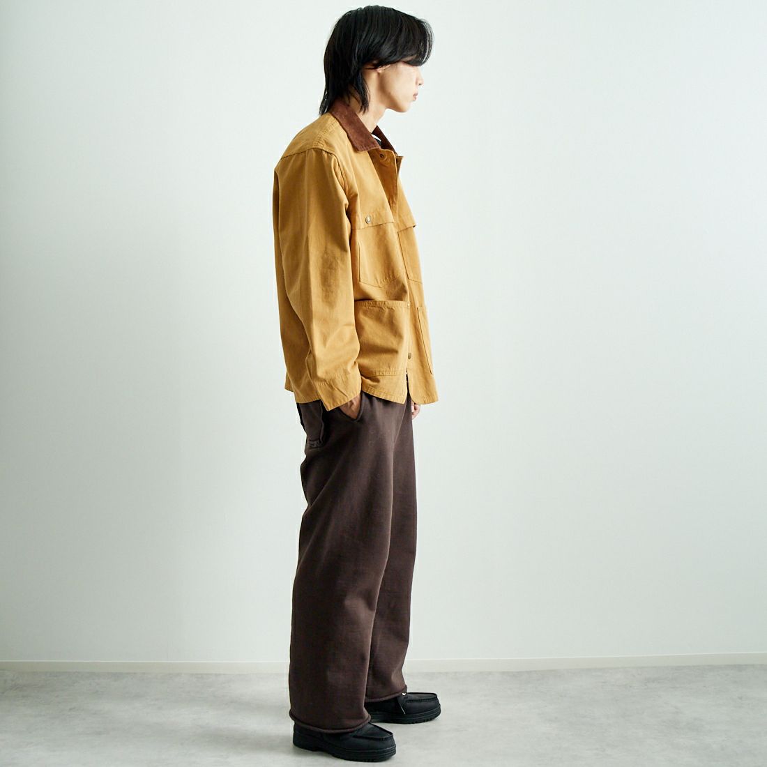 ARMY TWILL SANFORIZED [アーミーツイル サンフォライズド] ダックロガージャケット [AM-2454001] MUSTARD &&モデル身長：179cm 着用サイズ：M&&