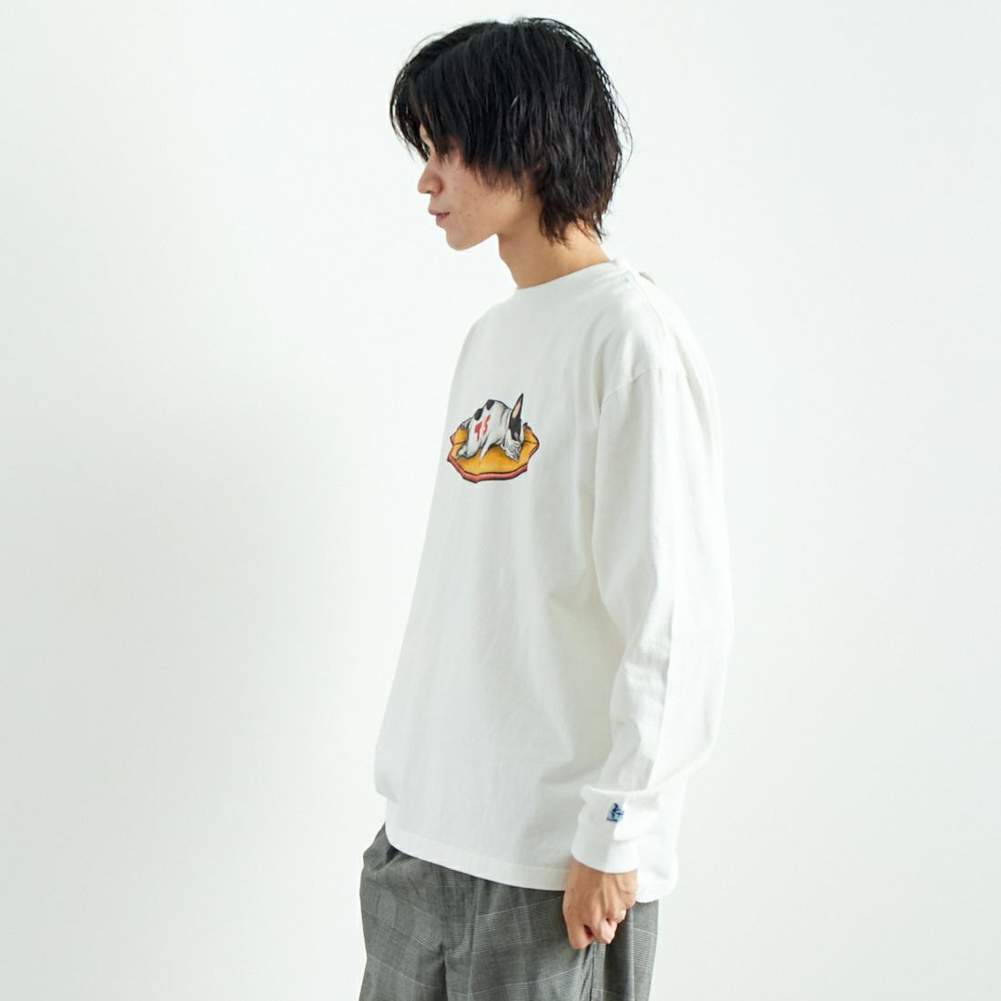 The Endless Summer [エンドレスサマー] NAP TIME ロングスリーブTシャツ [FH-24774324] 07 WHITE &&モデル身長：182cm 着用サイズ：L&&