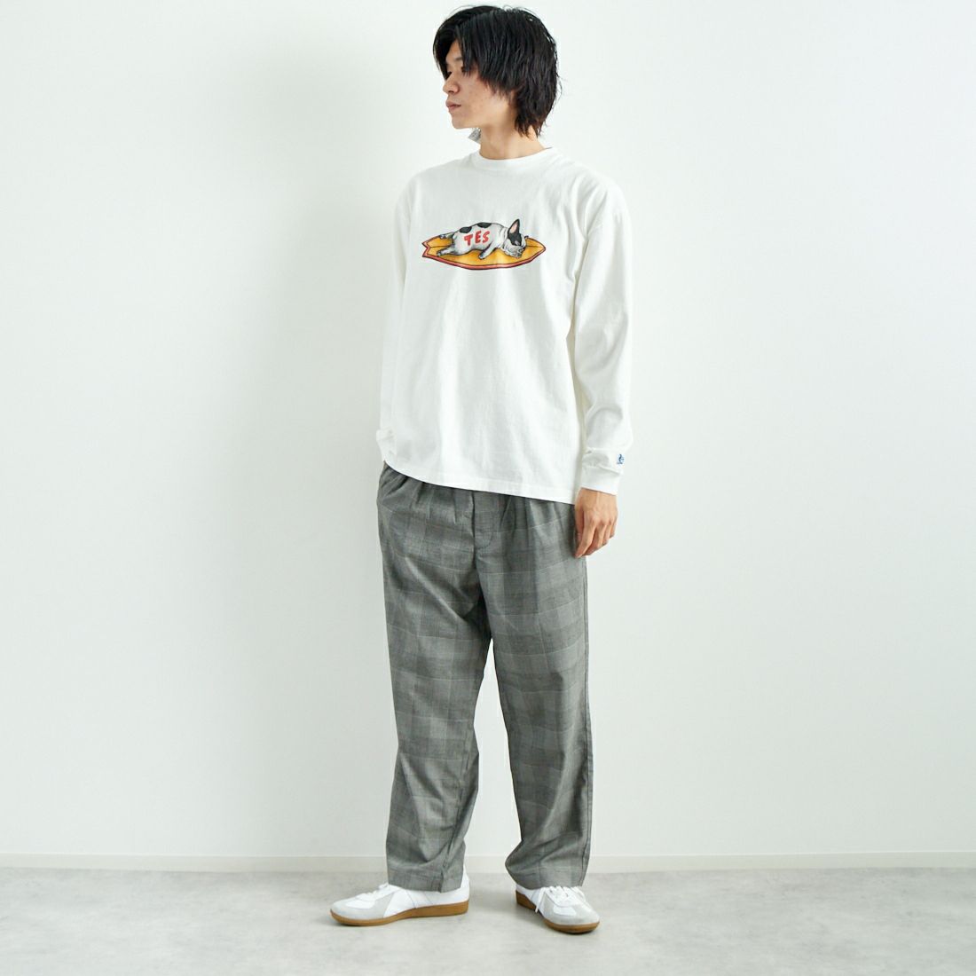 The Endless Summer [エンドレスサマー] NAP TIME ロングスリーブTシャツ [FH-24774324] 07 WHITE &&モデル身長：182cm 着用サイズ：L&&