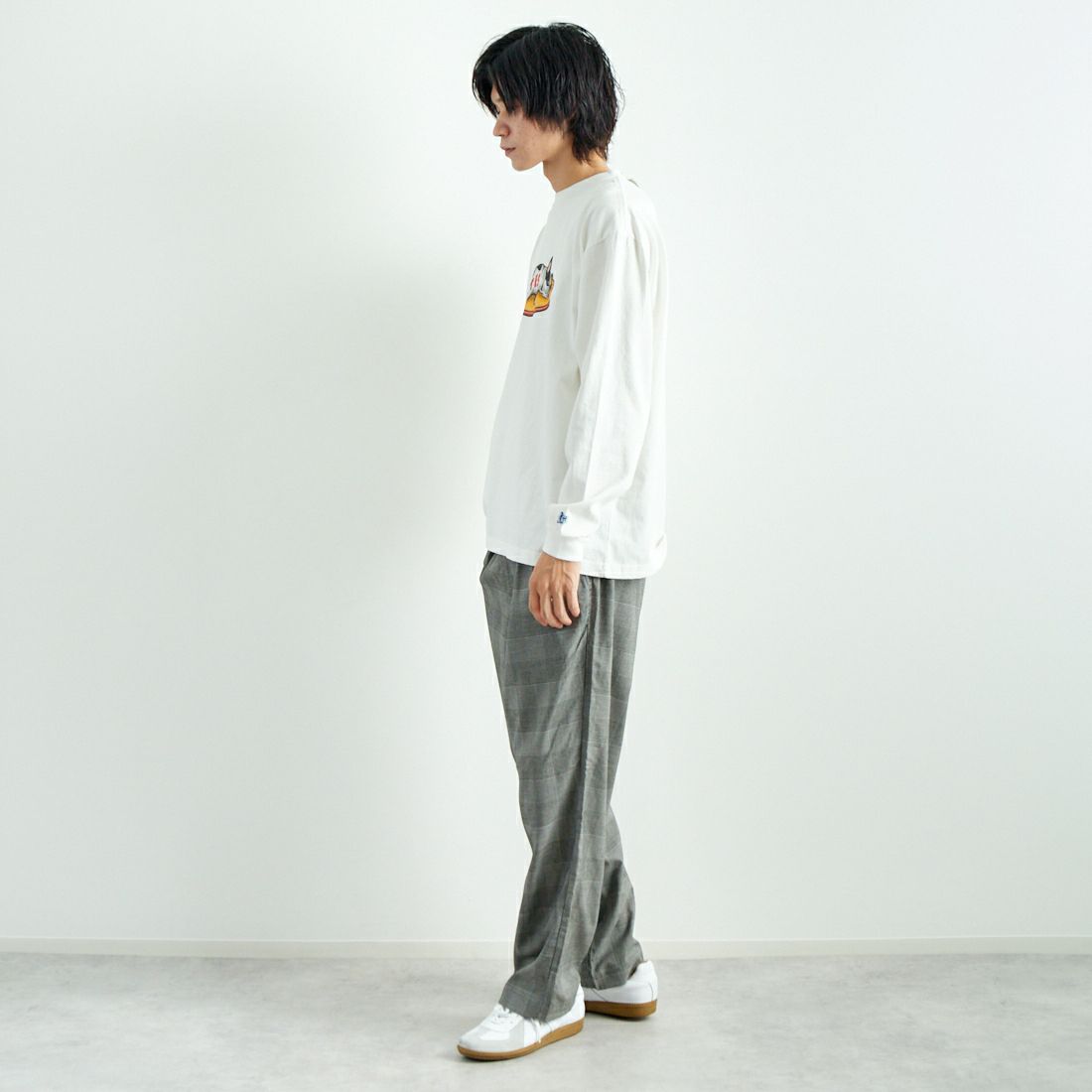 Noir Fabrik [ヌワールファブリック] T/Rツイルストレッチ チェックタックインパンツ [NF-243-055] G GREN CHK &&モデル身長：182cm 着用サイズ：L&&